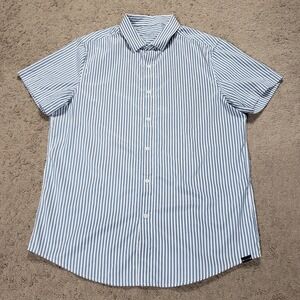 Barbell Apparel Shirt Mens XL White Blue Hickory Stripe Stretch Athleisure
